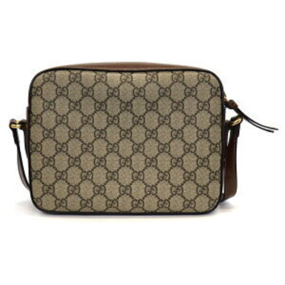 Gucci Horsebit Shoulder Bag Beige Ebony GG Supreme Canvas Leather - Picture 2 of 10